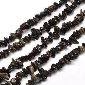 5-8mm Gold Sheen Obsidian Chip Bead Strand